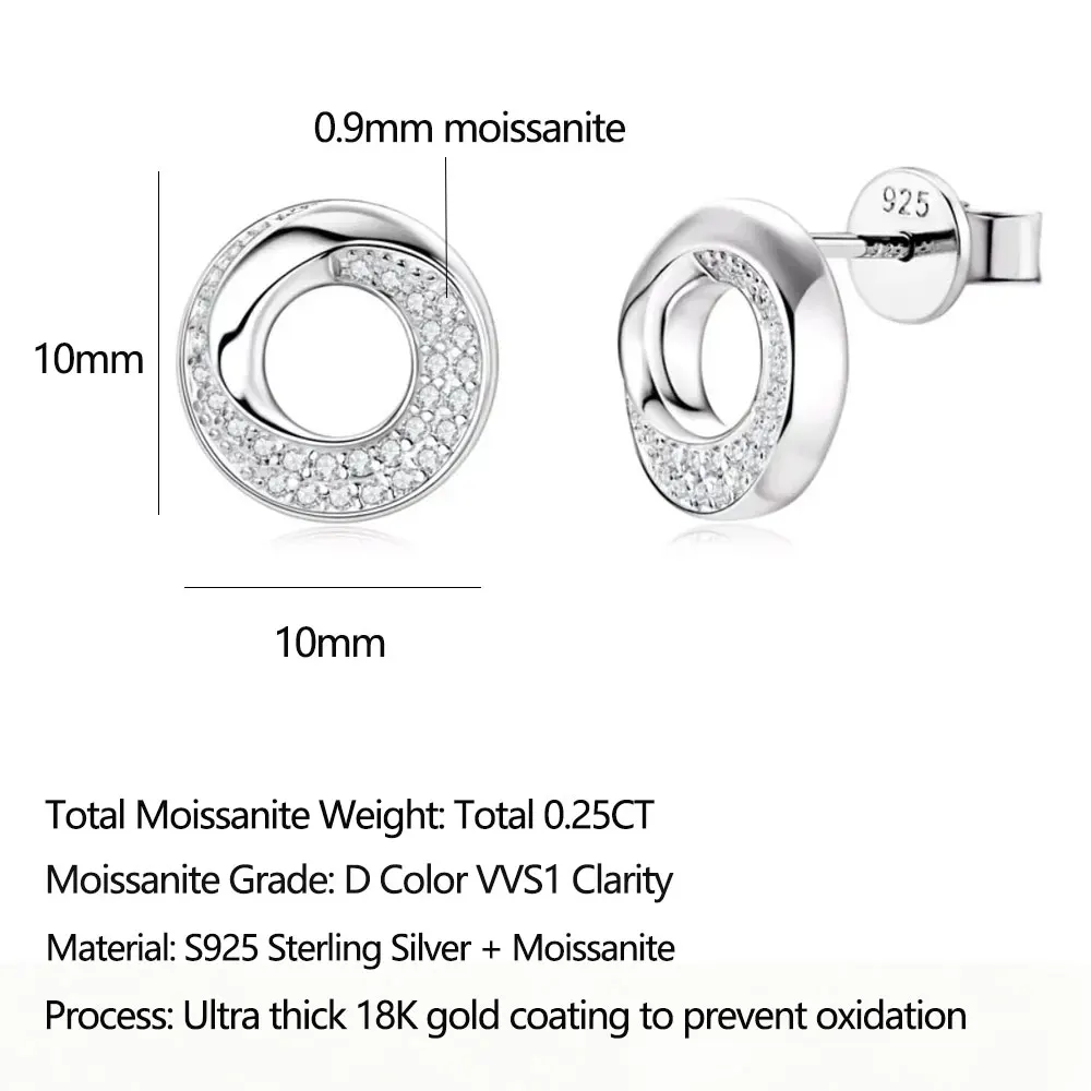 LinkerLove Moissanite Stud Earrings for Women 925 Sterling Silver Twisted Design Diamond Earrings Dainty Jewelry Birthday Gift