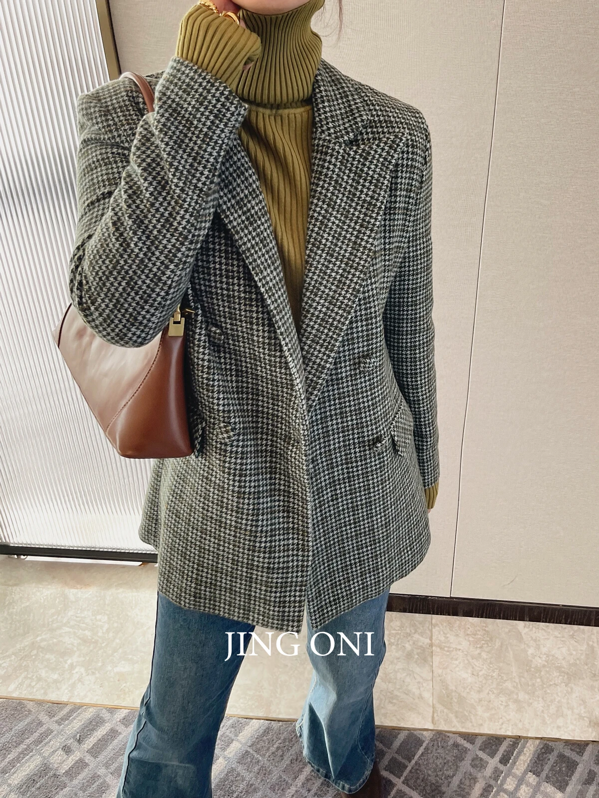 Plaid Coat Wool Blend Jackets Woman Clothing 2023 Y2k Korean Fashion Style Vintage Winter Tops Elegant Chic New Outerwear Suit