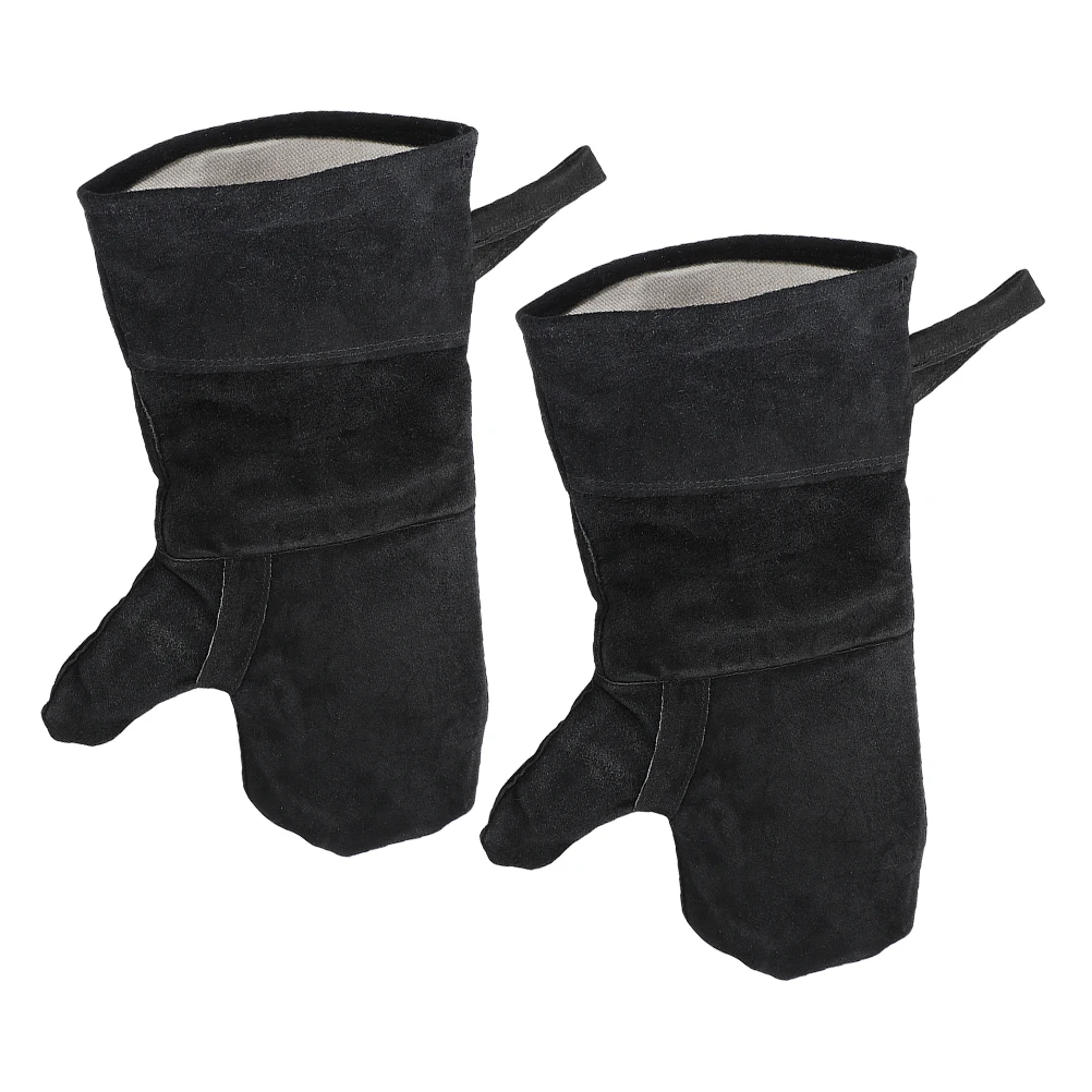 

2pcs BBQ Gloves Black Cotton Heat Resistant Grill Camping Stab Proof Baking Mittens NonSlip Kitchen Work Protective Gloves