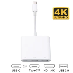 Konwerter kablowy USB-C do HDMI 3 w 1 dla Samsung Huawei Apple Mac Usb 3.1 typu C do kabla 4K kompatybilny z HDMI