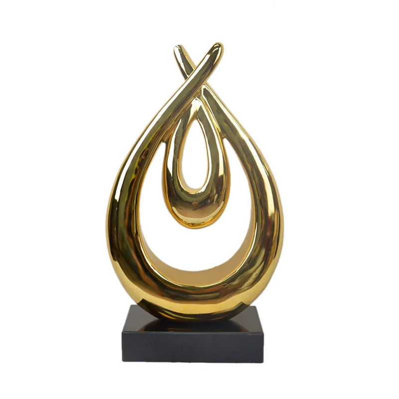

unique Home Decoration Table Desk Resin Ornament Firbglass Plating Sculpture Luxury Gold Color for Home