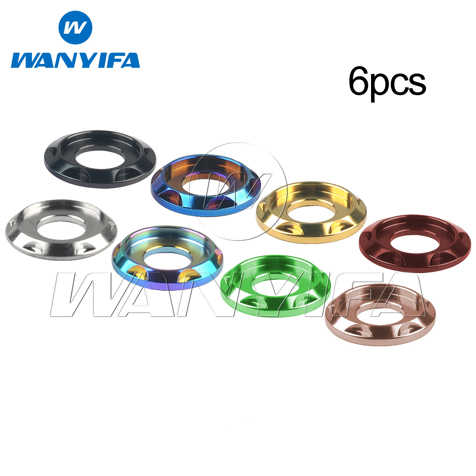 Wanyifa 6pcs Titanium Washers M5 M6 M8 M10 Fancy Decorative Step Gaskets Spacers for Motorcycle Bike Car Modifications Fasteners
