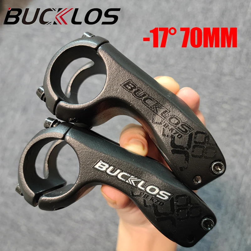 BUCKLOS  Ultralight Bike Stem -17degree 70mm Bicycle Handlebar Stem Aluminum Alloy MTB Power 31.8mm Road Mountain Bike Stems