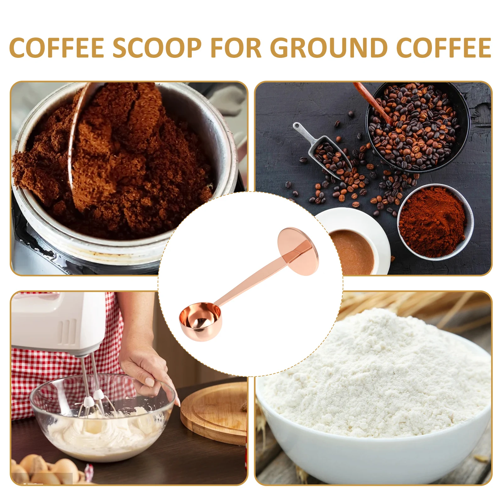 

2pcs Coffee Scoop Multi Function Spoon Stainless Steel Measuring Spoon For Coffee Beans Powder Milk Egg Liquid Press Scoop Tool