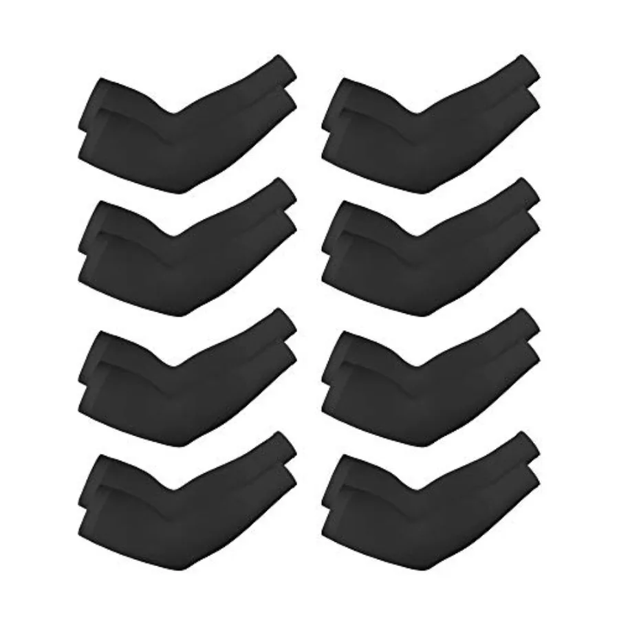 

Mudder 8 Pairs Arm Sleeves UV Sun Protection for Men Women Cooling Tattoo Cover Up Sleeves Black, Average Size