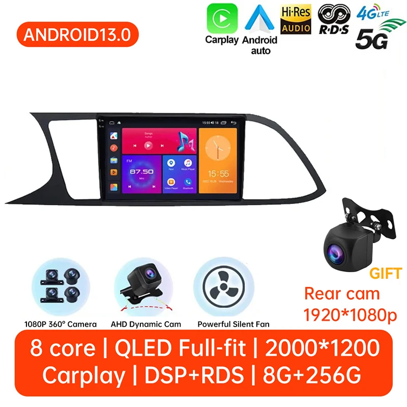 

Автомагнитола 2 Din для Seat Leon 3 MK3 MK 3 2012 - 2020 экран радио PS навигация 4G WIFI DSP BT Carplay Android 13 видеоплеер без DVD