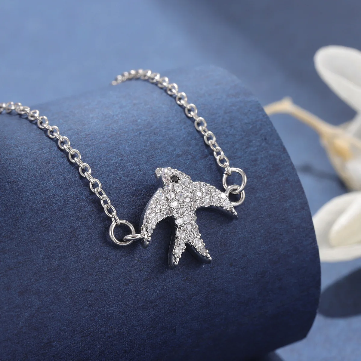 Fashion Crystal Swallow 925 Sterling Silver Jewelry Bird Animal Necklaces   XL294