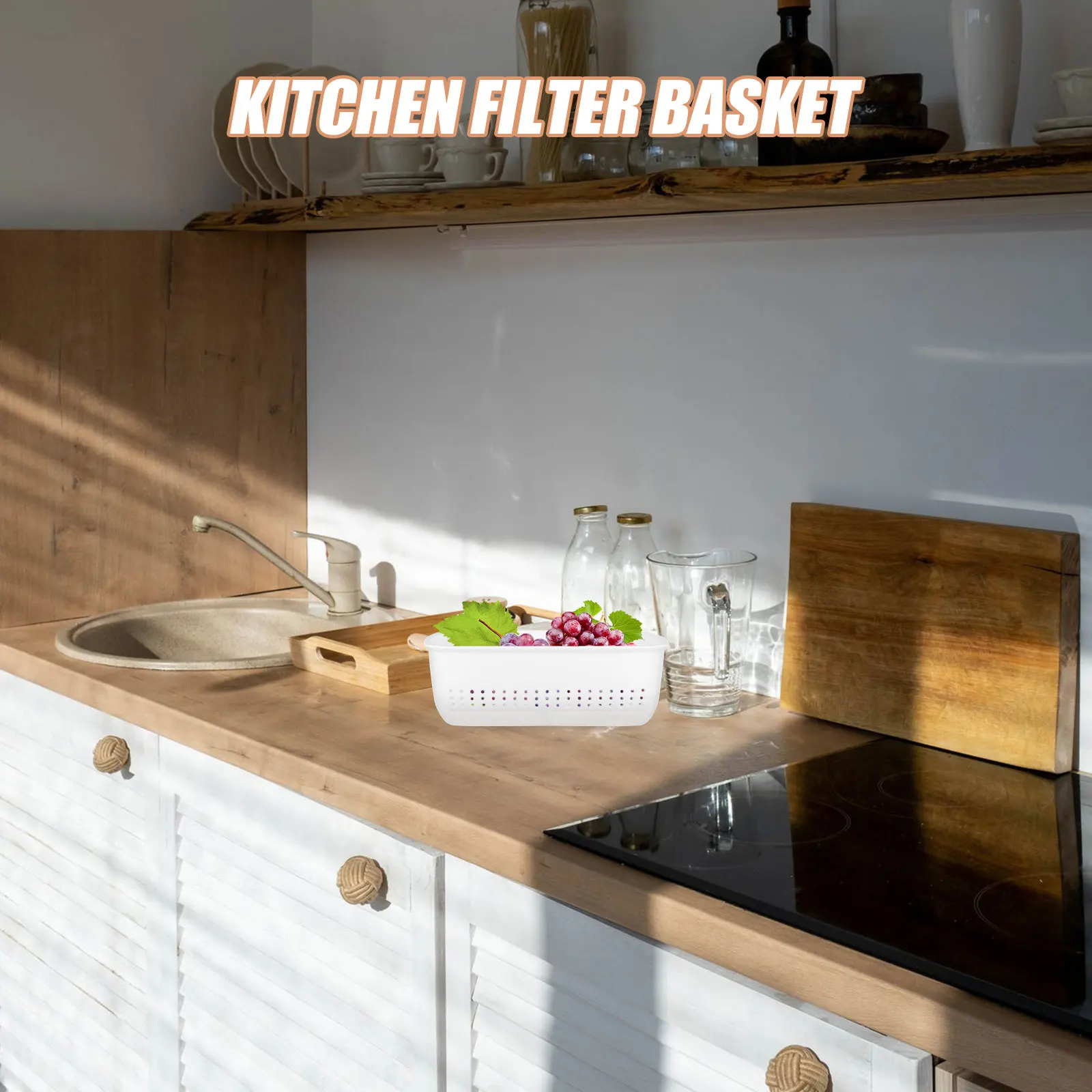 

1 Set Reusable Double Layer Drain Basket Wall Mount Kitchen Colander Bowl For Fruit Vegetable Washing Strainer Storage Draining