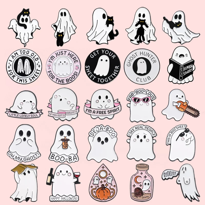 Halloween Kürbis Schädel Geist Emaille Brosche Nette Kettensäge Märchenbuch Geist Metall Anstecknadeln Schmuck Abzeichen Geschenke Für Kinder Freunde