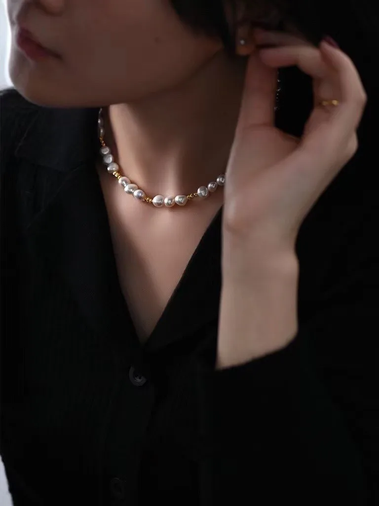 New Arrival 100% Natural Baroque Freshwater Pearl French Retro 14K Gold Filled Female Necklace Jewelry For Women Short Chains