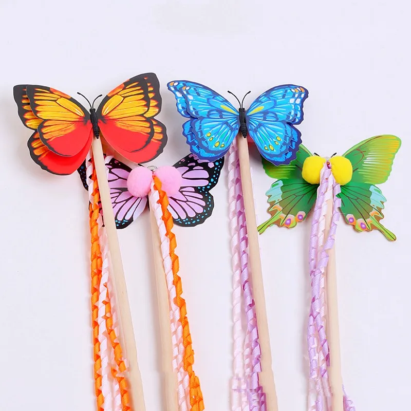 Katze Spielzeug Schmetterling Katzen Sticks Katze Spielzeug Interaktive Band Schmetterling Stick Spielzeug für Katzen Necken Glocke Spielzeug Teaser Haustier Produkte