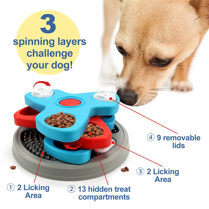 Interactive Slow Feeder Dog Bowl, Anti-Gulp Bloat Stop Pet Food Bowl,  Non-Slip Puzzle Feeder for Small to Medium Breeds