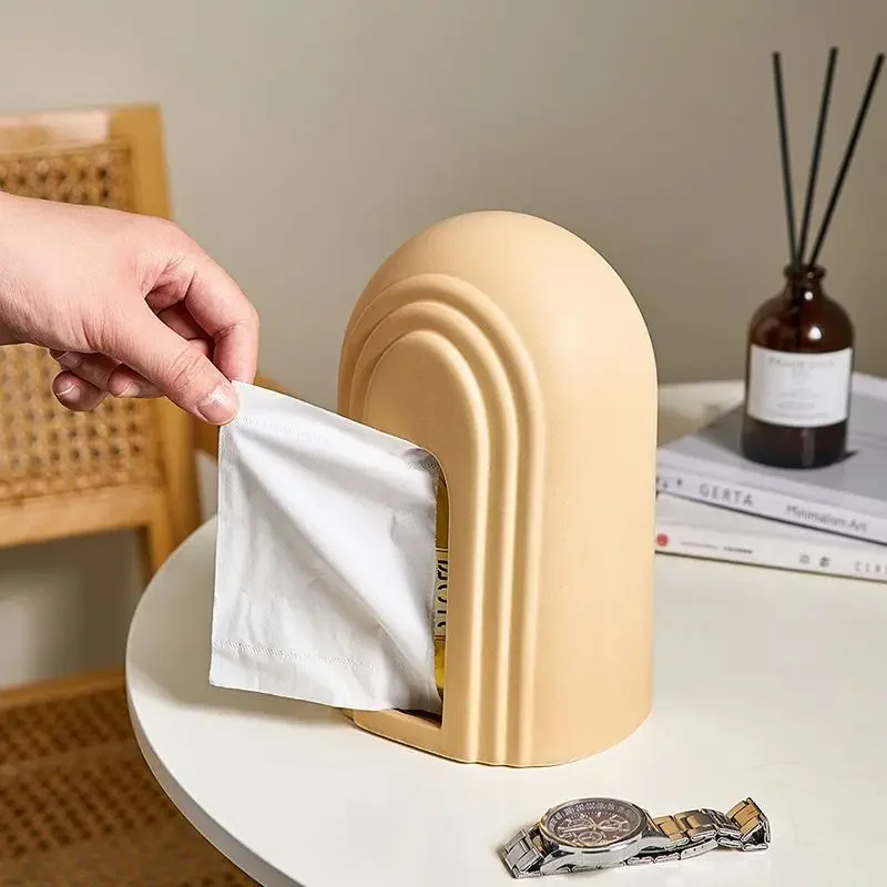 Nordic Ceramic Rainbow Arch Tissue Box Home Decor Creative Napkin Case Paper Holder Organizer Container Desktop Luxury Ornament
