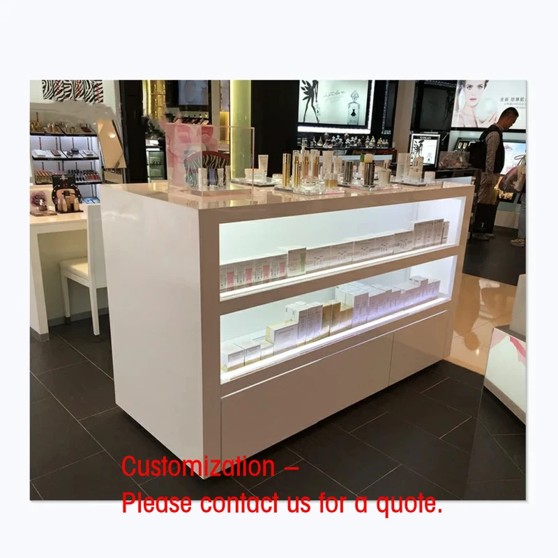 custom.Cosmetic Counter Table Skincare Display Stand Quality Fashion Display Furniture Makeup Shop