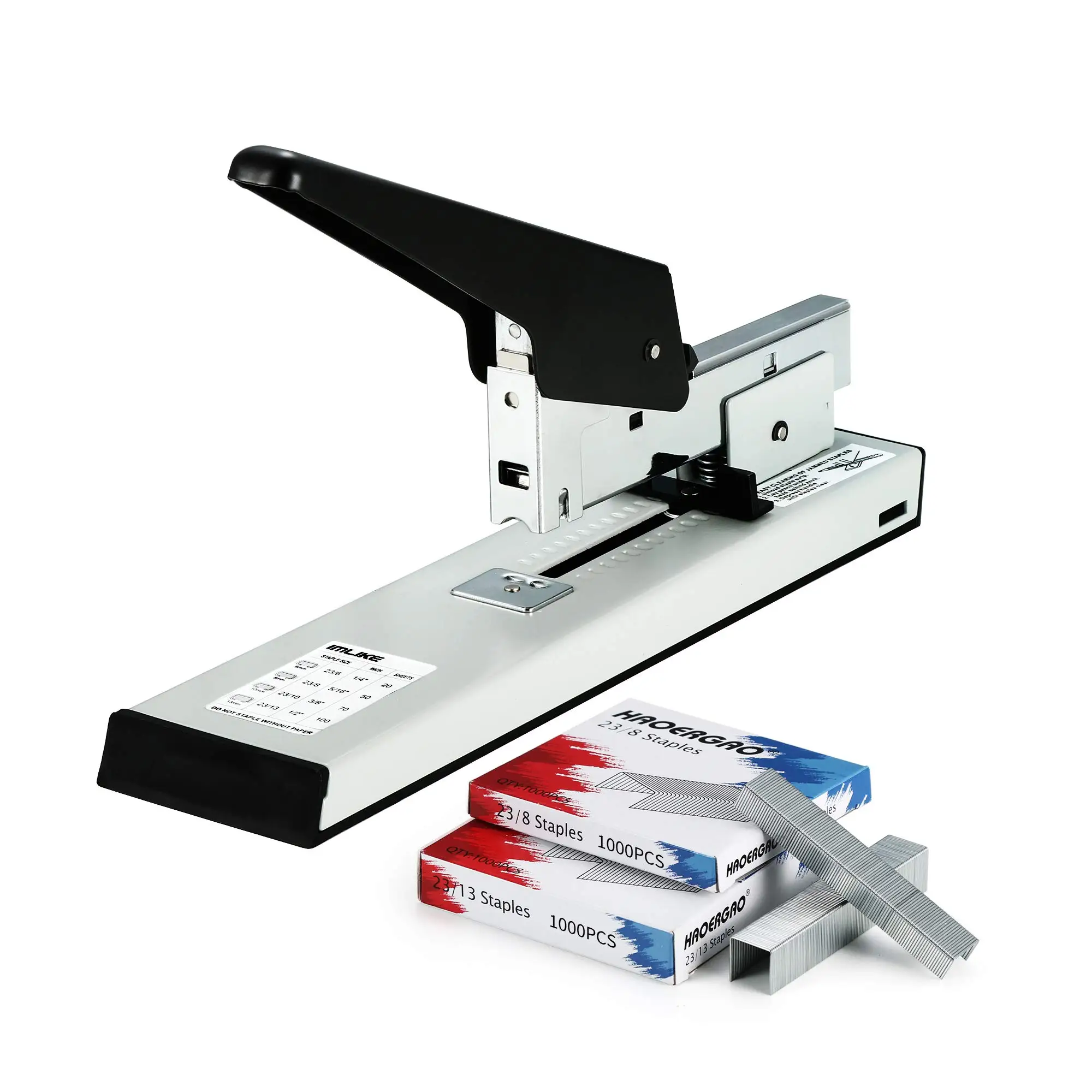 100 Sheets Heavy Duty Stapler, All-Metal Manual Office Stapler, Adjustable Binding Depth, Compatible for Paper, Leather, Fabric