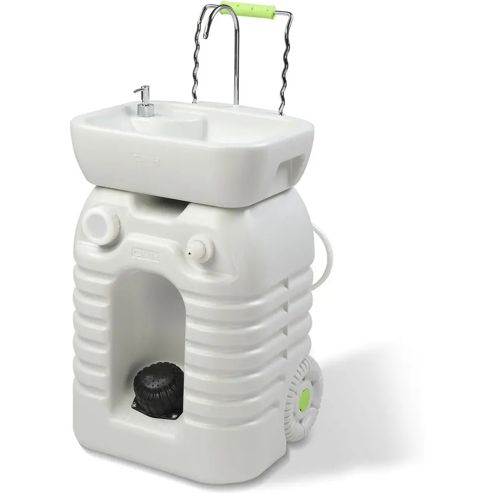 

Усовершенствованная портативная раковина на 45 л | Передвижная подставка для умывальника с держателем для полотенец, дозатором для мыла и колесиками, идеально подходит для сада/кемпинга