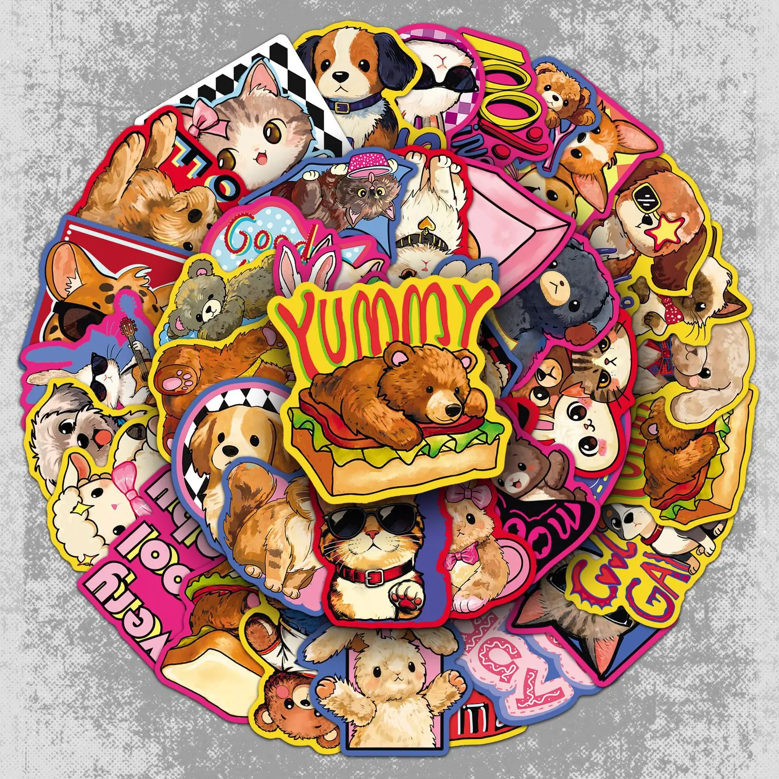 

50PCS Cool Cartoon Animal Stickers Retro Style Graffiti Can Decorate Luggage Guitar Notebook iPad Waterproof Stickers Kids Toy