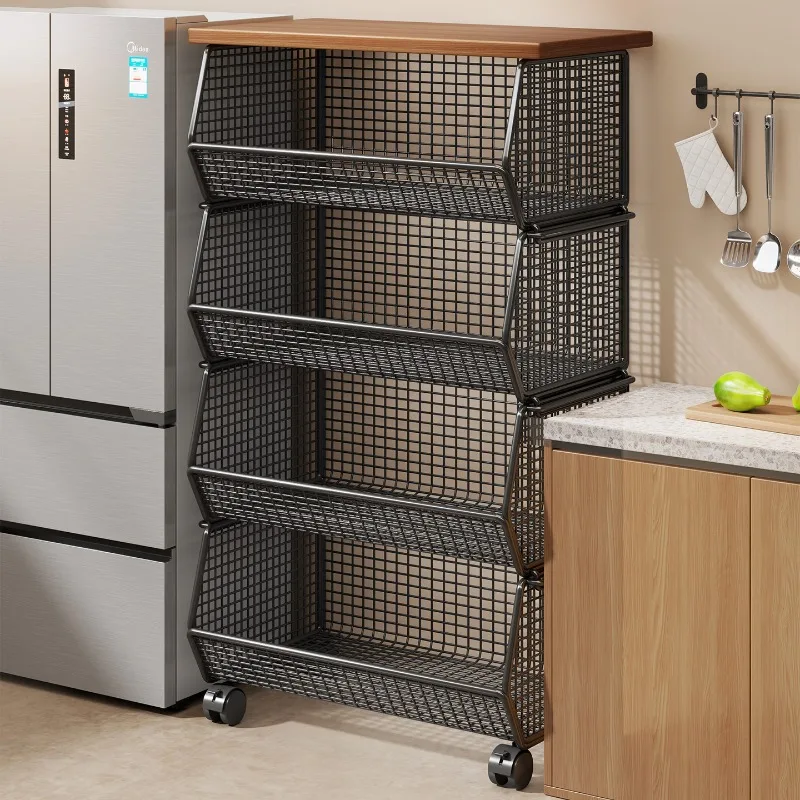 Kitchen Fruit Vegetable Storage Rack Floor Standing Multi Purpose Cart Kitchen Cart Tea Trolley Kitchen Trolley on Wheel