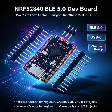 NRF52840 Pro Micro Dev Board with Charger, Nice!Nano V2.0, BLE 5.0, USB-C