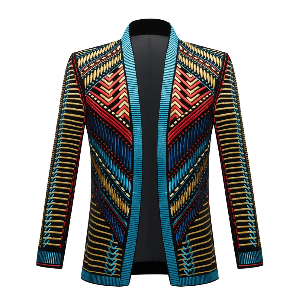 

Customized Men's Velvet Embroidered Suit Jacket Stylish Wedding Banquet Blazers Nightclub Male Singer Concert Performance Tuxedo