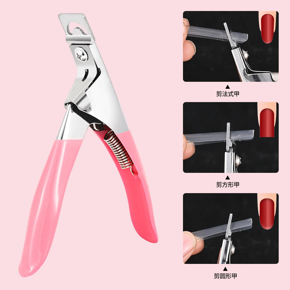 Em Forma de U Clippers Unhas Falsas, Trimmer Francês, Tesoura, Francês Dicas Unhas Falsas, Cortadores Borda, Cortadores De Aço De Corte, Ferramentas Nail Art