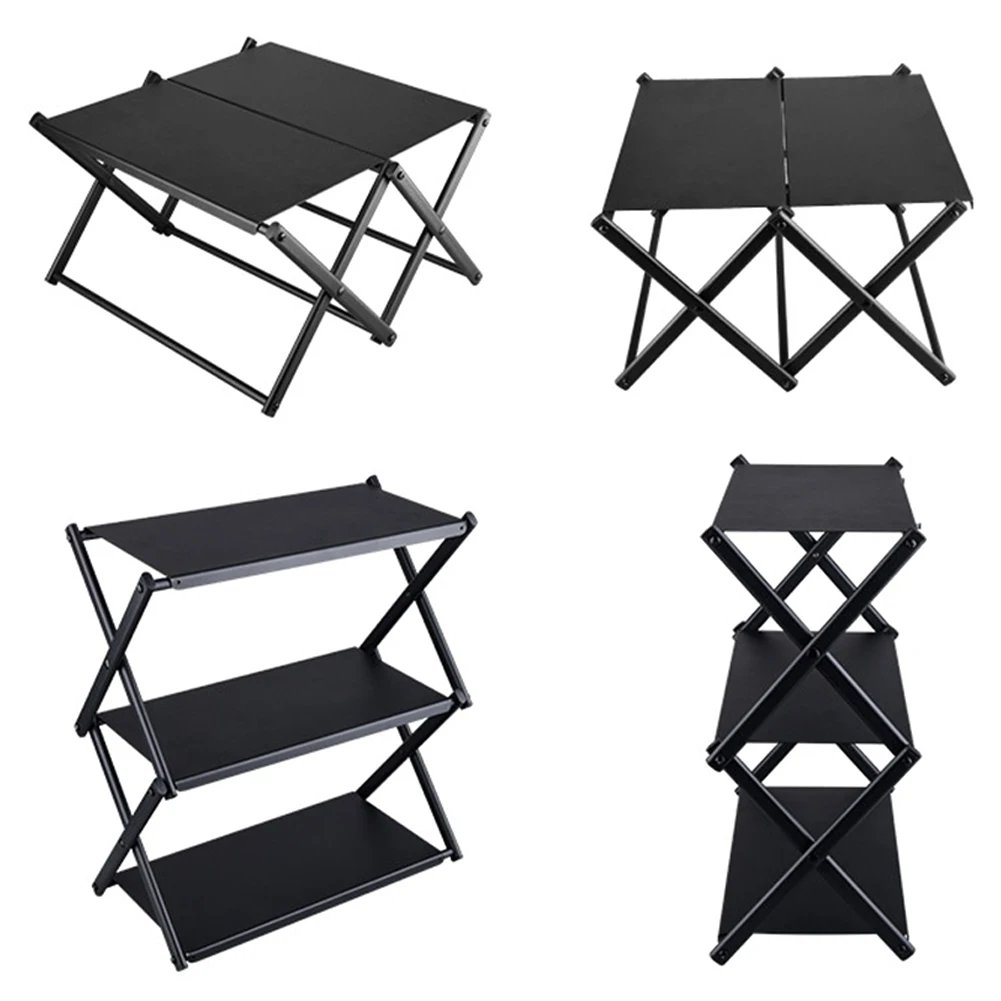 

3 Tier Camping Storage Rack Multi-Function Folding Storage Shelf Heavy Duty Portable Camping Organizer for Outdoor Activities