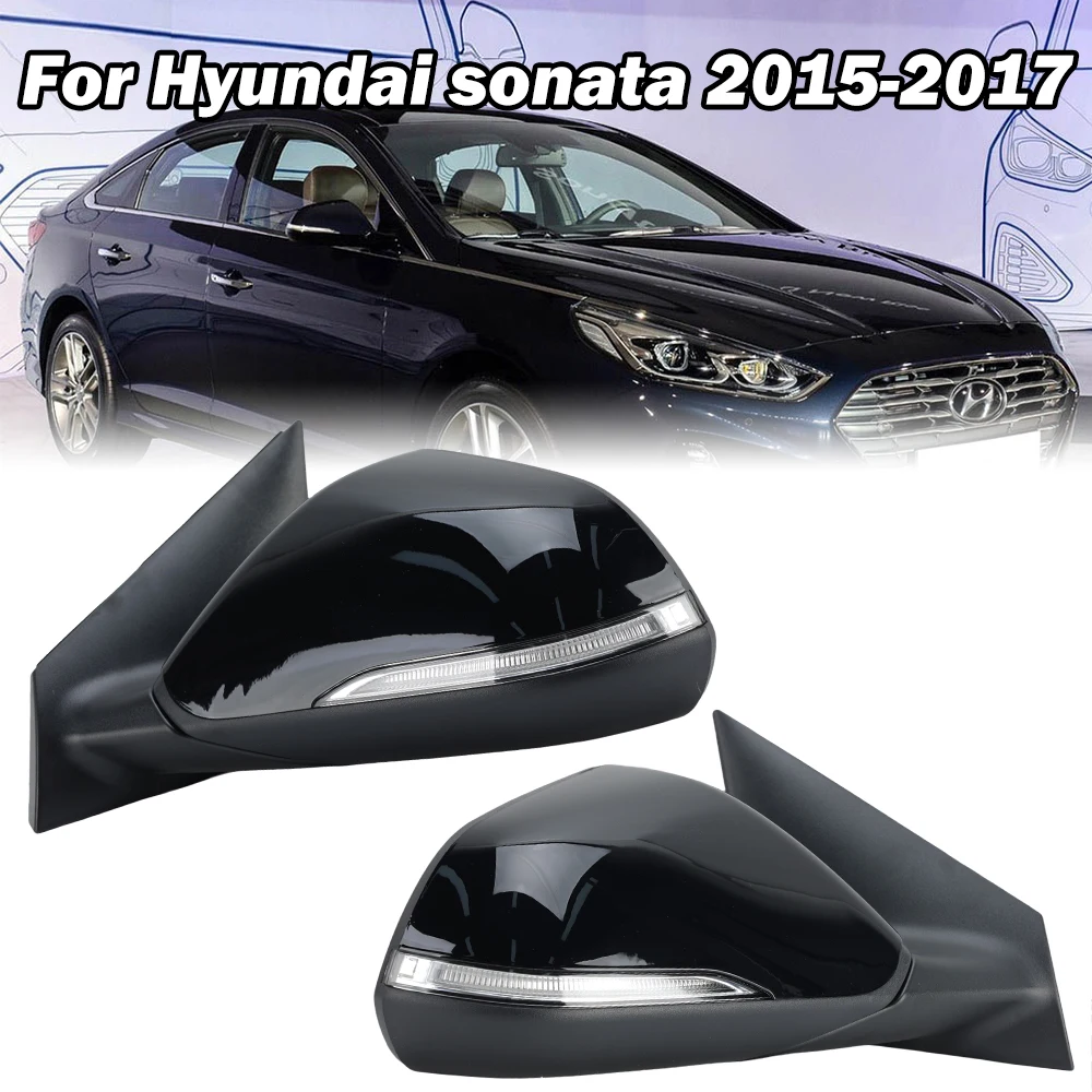 

8-проводное боковое зеркало в сборе для Hyundai Sonata 9-го поколения 2015-2017, черный указатель поворота, слепый свет, дверное зеркало, автомобильные аксессуары