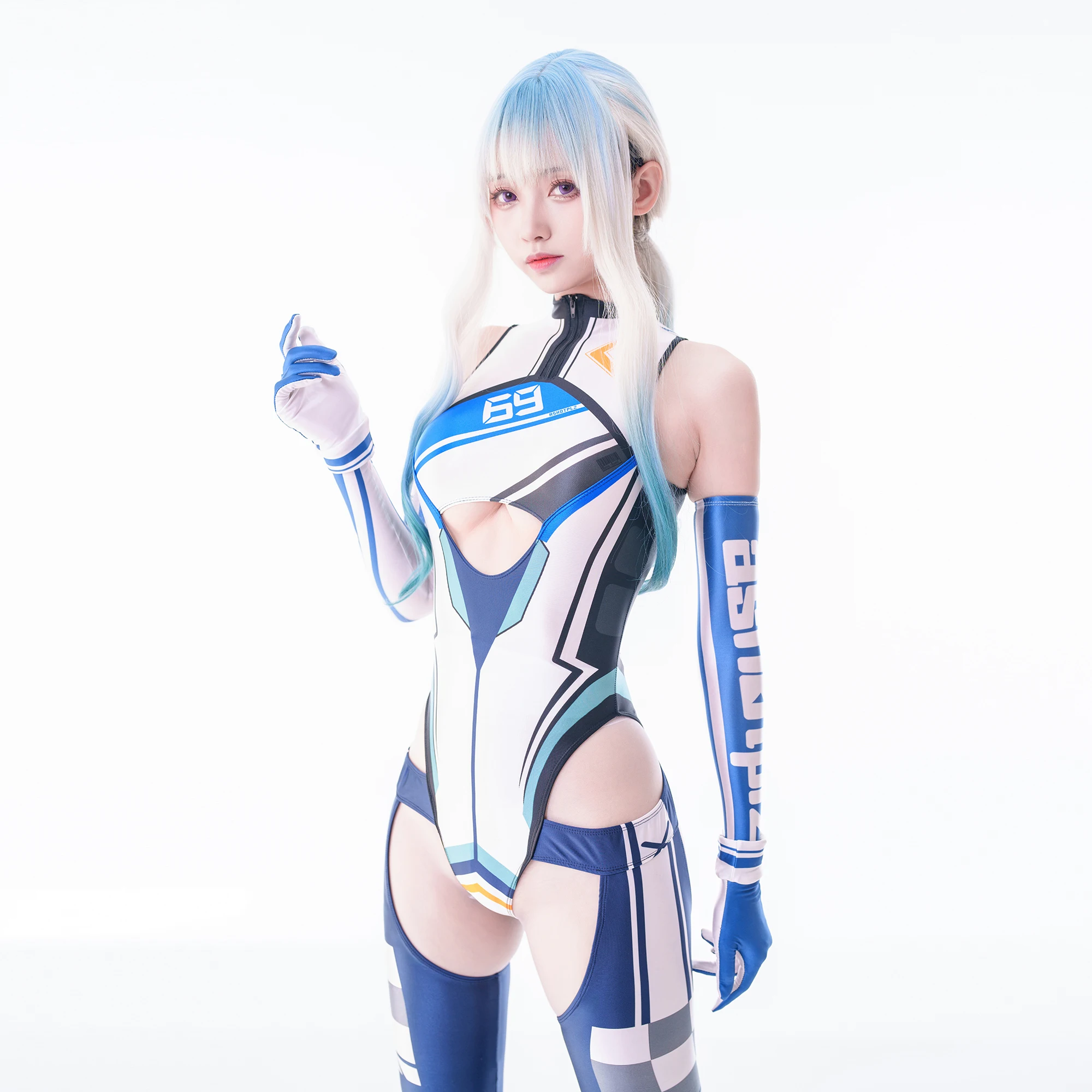 Disfraz Cyberpunk para mujer, traje de baño brillante, Zentai traje, Cosplay de Anime, estilo mecánico, reina de carreras