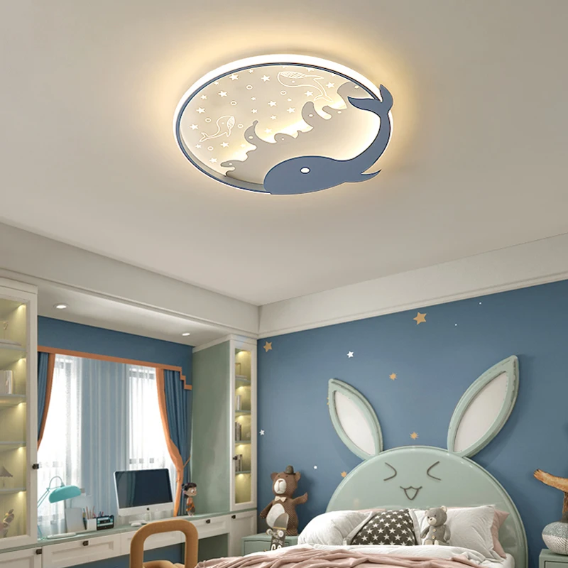 

Dolphin Led Ceiling Light For Kids Room light Baby boy bedroom Ceiling lamp lustre chambre enfant whale light ceiling chandelier