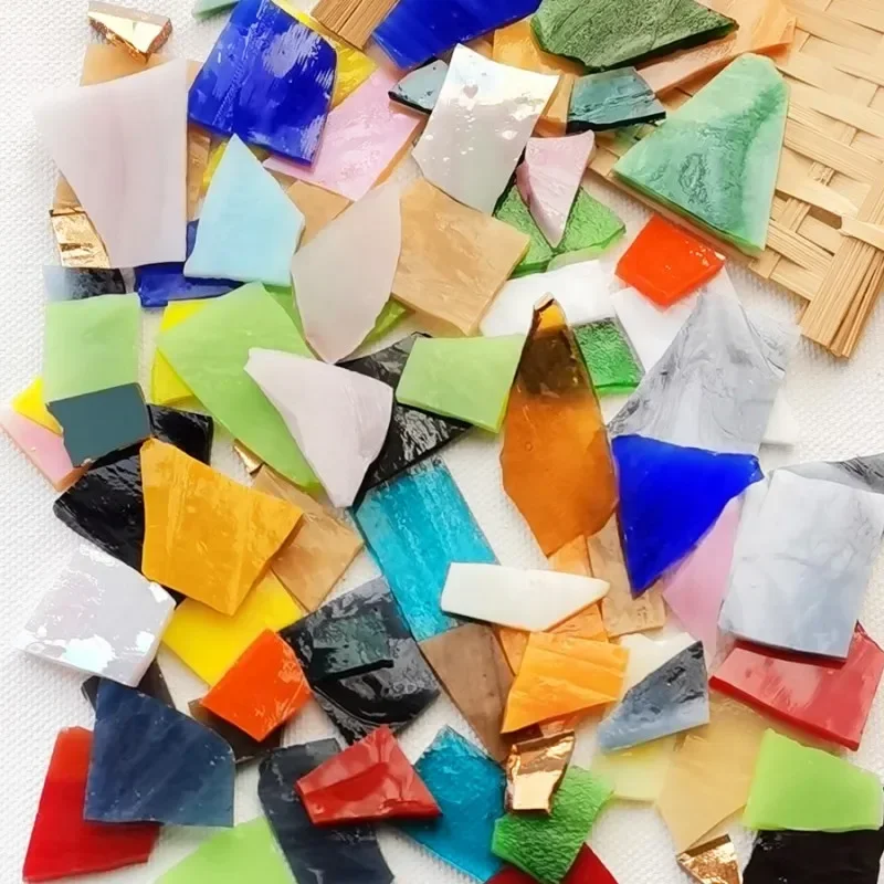 100g Irregular Shape Mica Mosaic Tiles DIY Craft Colored Fragments Glass Tile Mosaic Making Materials Home Decoration