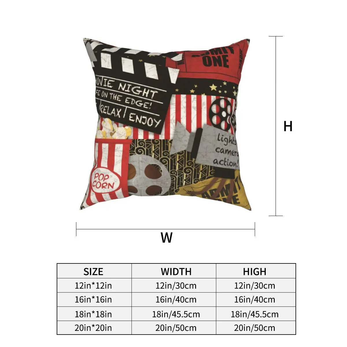 Vintage Cinema Ticket Cushion Covers Car Decor Pillowcases Retro Movie Making