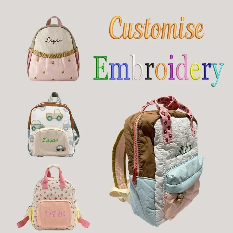 Sac à dos mignon pour enfants avec blocage de couleur Dopamine – 4 styles disponibles, sac brodé au design personnalisé pour enfants, parfait pour un usage quotidien