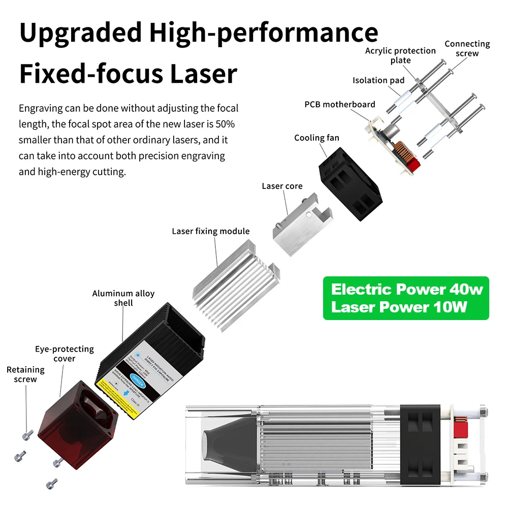 CNC Laser Engraving Machine 40w 20w Laser Modules Wood Router Fixed-Focus Laser Cutting Machine 420x400mm Wood Router