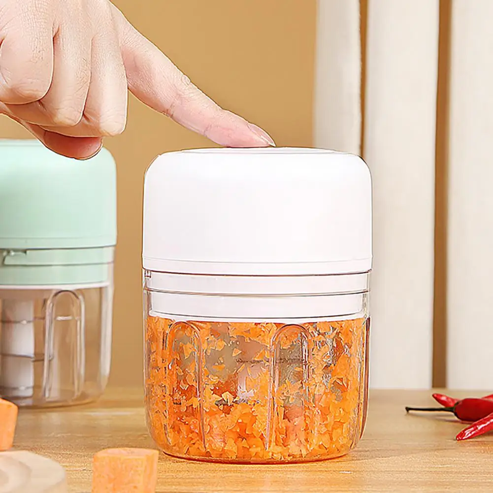 Mini Electric Garlic Chopper Cordless Stainless Steel Blade Food Processor Type-C Rechargeable Crusher for Vegetables Chili Meat