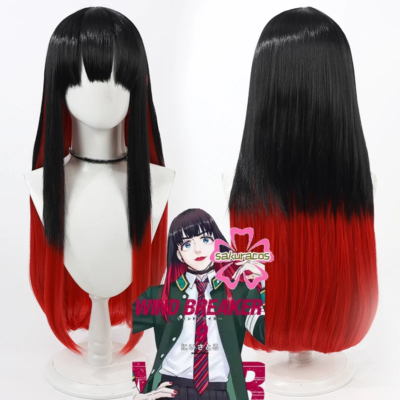 

WIND BREAKER Cosplay Tasuku Tsubakino Wig Long Black Red Straight Heat Resistant Synthetic Hair Halloween Costume Role Play Wigs