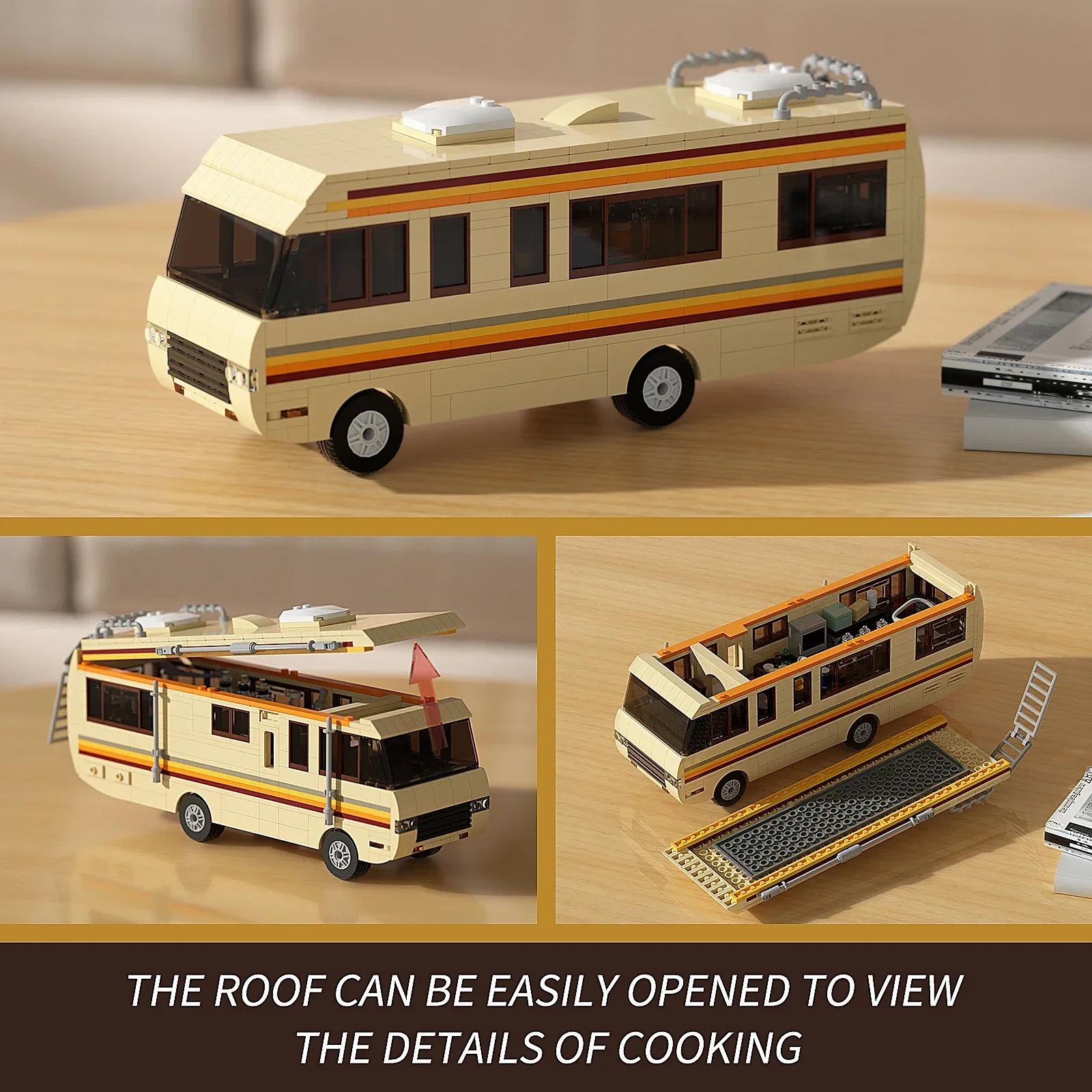 BZB Breaking Bad Car Building Blocks Kit Walter White Pinkman Cooking Lab RV Vehicle Model Toys For Kid Adult Gifts