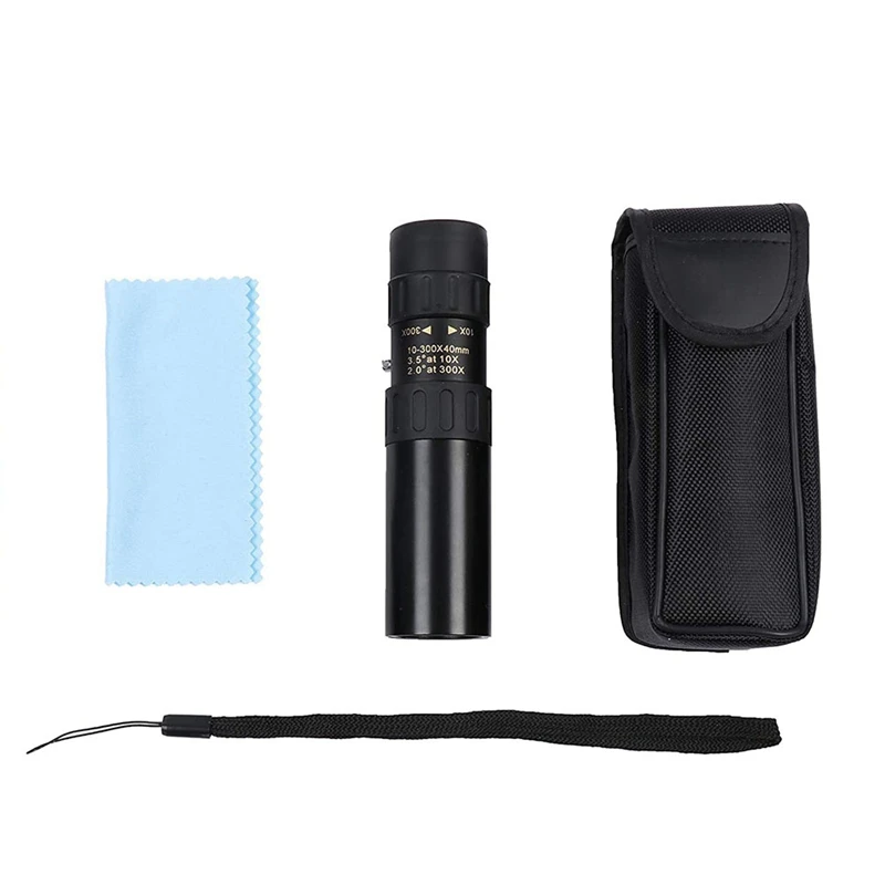 

DW-Metal 10-300X40 Zoom HD Single-Tube Telescope Long Range Portable Professional Telescope Monocular for Outdoors