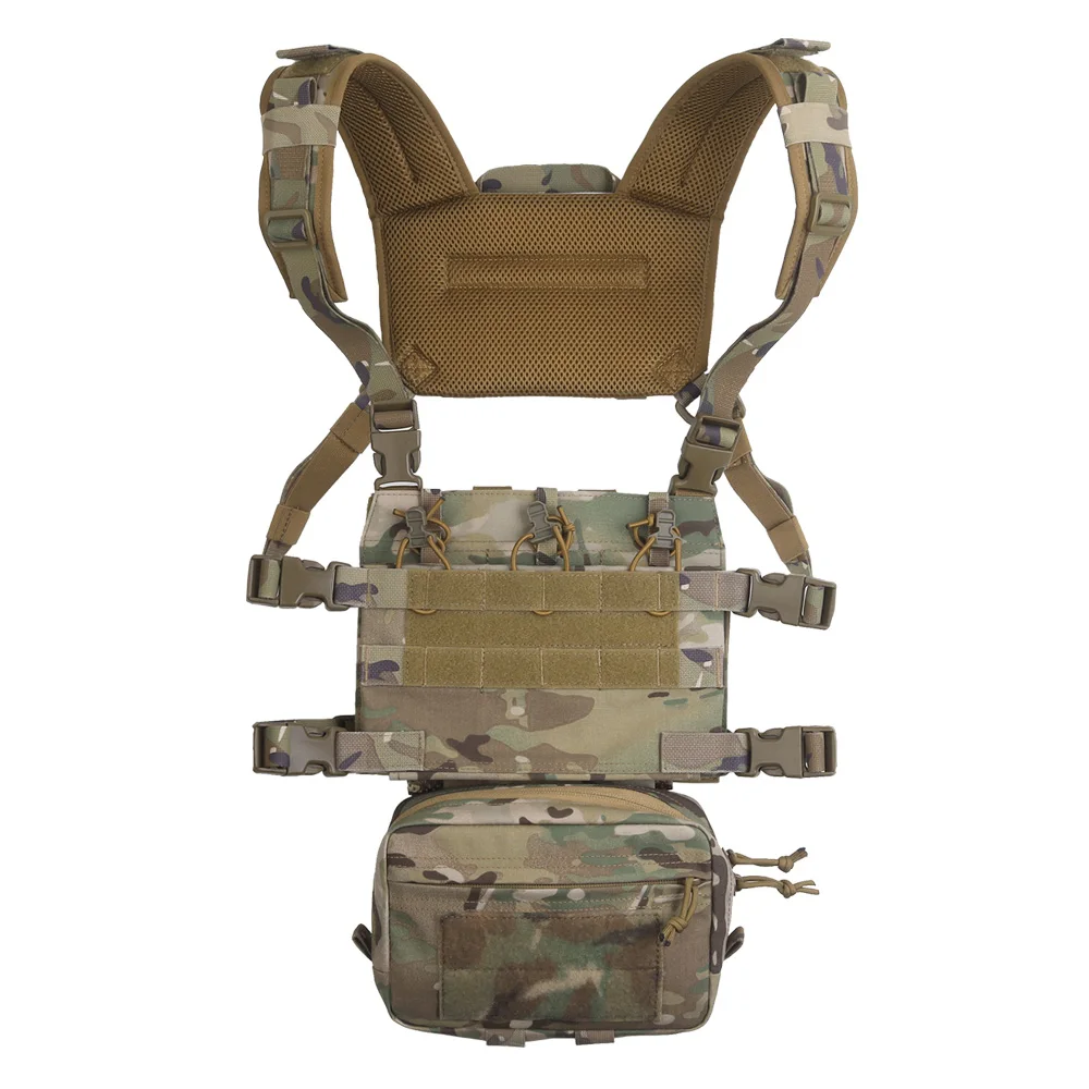 Tactical Chest Rig Set R Series Hunting Vest Carrier with M4 Jump Flap Plate/Harness Adapter/GP Drop Pouch/5.56 Mag Retainer