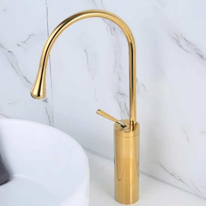 

Bathroom Faucet Gold Basin Hot and Cold Sink Brass Kitchen Swivel Sink Water Crane