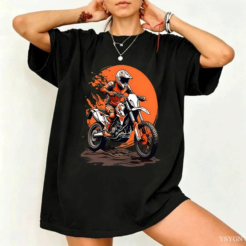 Dirt Bike Motocross Rider Extreme Sport Art Graphic Print Family Matching Short Sleeve Tee Boys Girls Kids Casual Daily Tops