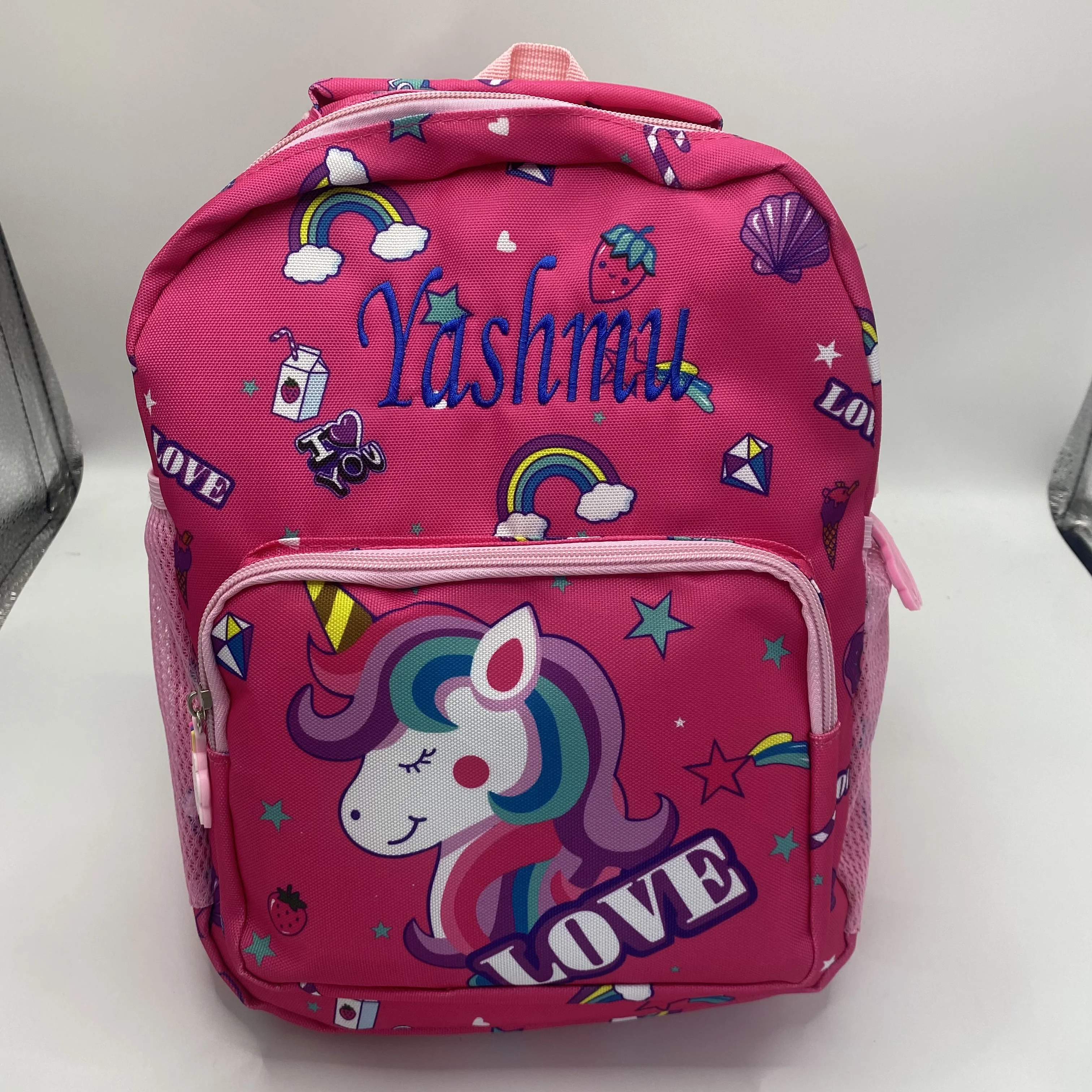 

Colored Unicorn Backpack, Nylon Student Backpack, Personalized Embroidered Name, Children's Backpack, School Gift