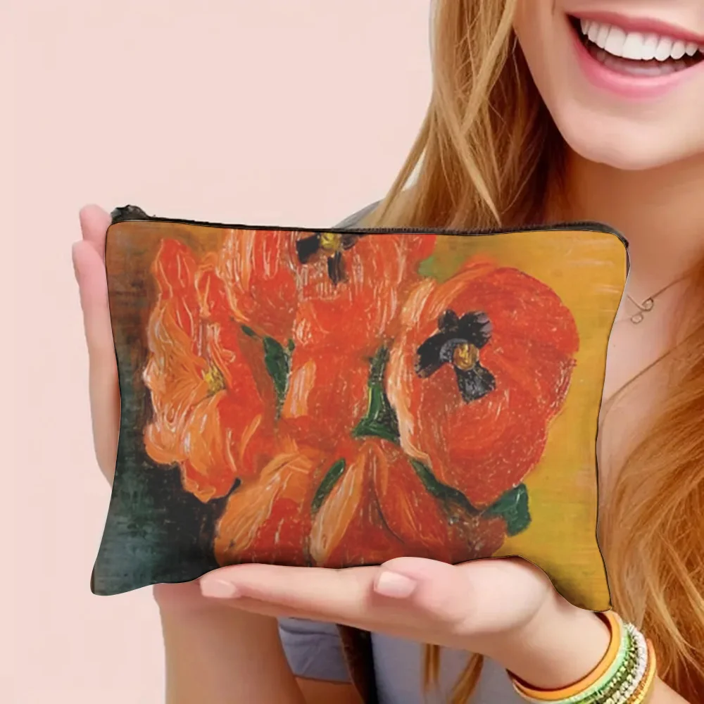 1 Piece Moises Kislina Peony Bouquet Makeup Bag - Women's Multifunctional Zipper Pouch, Perfect Travel Zipper Storage Bag, Fun Birthday Gift