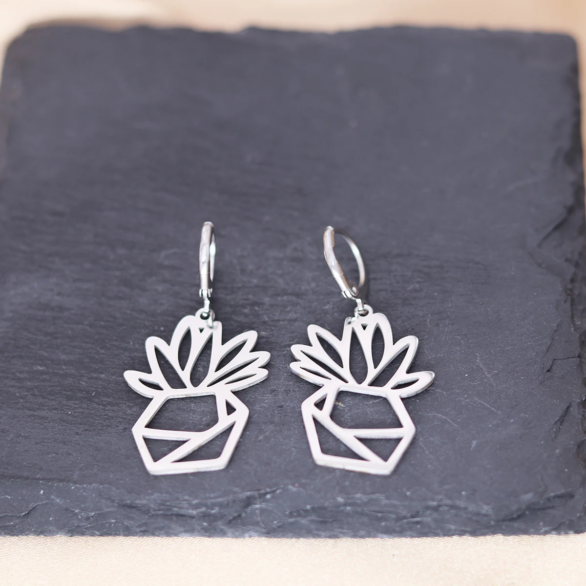 Kinitial Origami Flower Drop Earrings Wedding Party Statement Jewelry Gift Valentine's Day Gift For Women Girls
