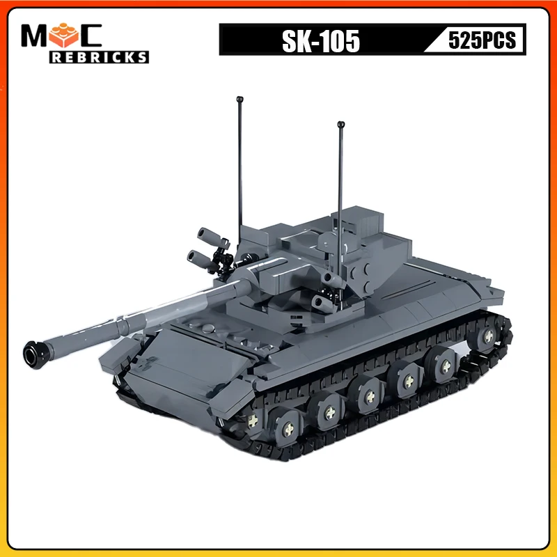 

Military Army Panzer SK-105 Light Tank Wide Track Armor Vehicle MOC Building Blocks Assembly Model Puzzle Kids Bricks Toys Gifts