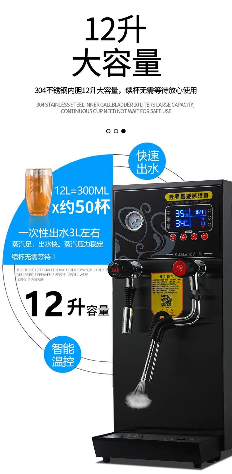 12L Electric Boiling Water Machine Commercial Milk Frother Steam Boiling Water D