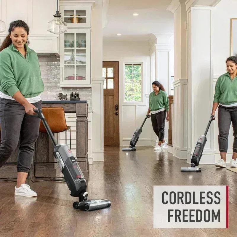 PMD4-Hoovvers ONEPWR Streamline Cordless Hard Floor Cleaner, Vacuum Basah Kering dengan Sistem Otomatis, Pembersihan Tepi, Layar LCD Premium