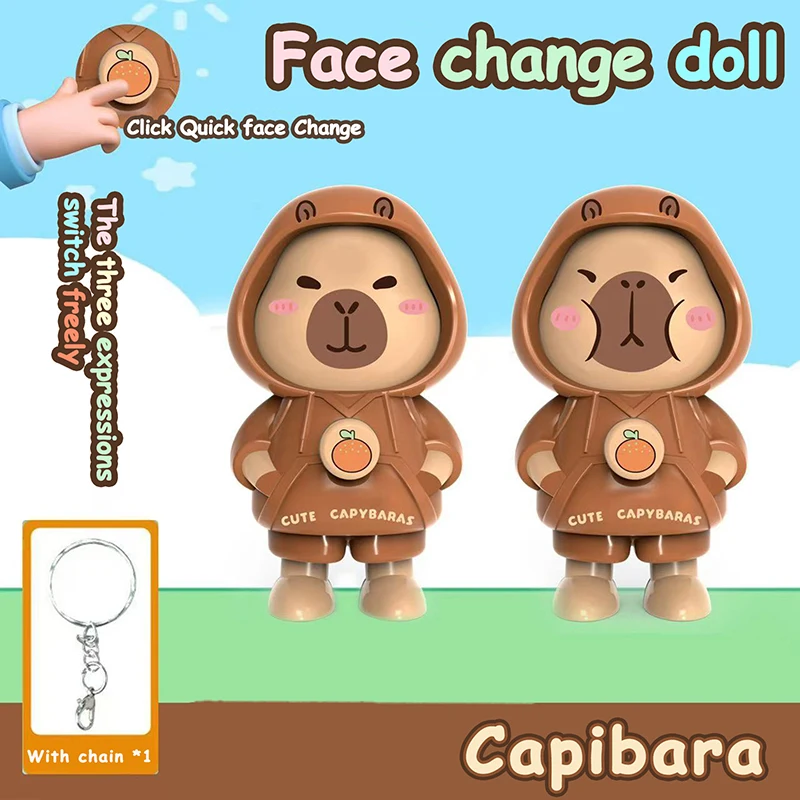 

Creative Kapibala Face Changing Doll Stress Reducing Toy Keychain With A Face Changing Face In One Second Gift For Girlfriend