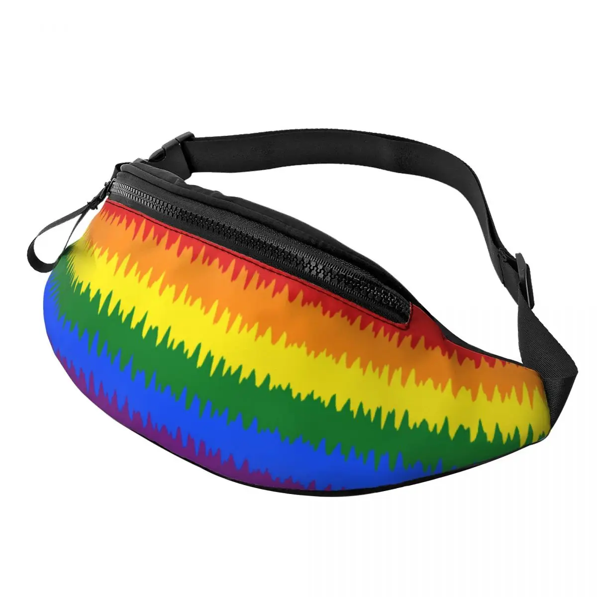 

Custom Gay Pride LGBTQ Flag Zigzag Fanny Pack Women Men LGBT Rainbow Crossbody Waist Bag for Travel Hiking Phone Money Pouch