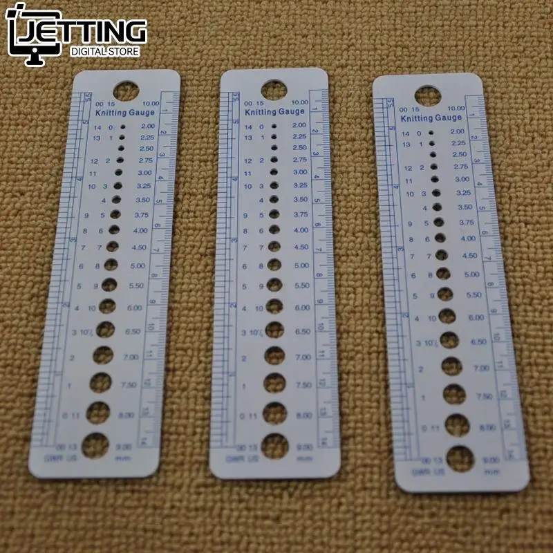 Knitting Needle Gauge Inch Cm Ruler Tool US UK Canada Sizes 2-10mm Plastic Ruler Tool Precision Measuring Measure Sewing Tools