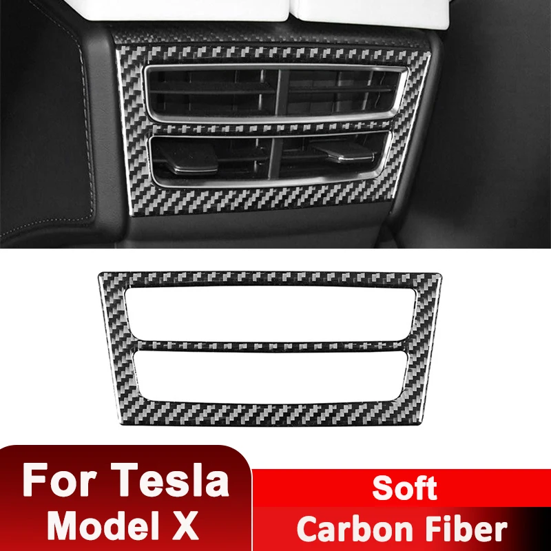 

For Tesla Model X Carbon Fiber Car Rear Conditioning Air Outlet Vent Trim Frame Decorative Sticker Auto Interior Accessories